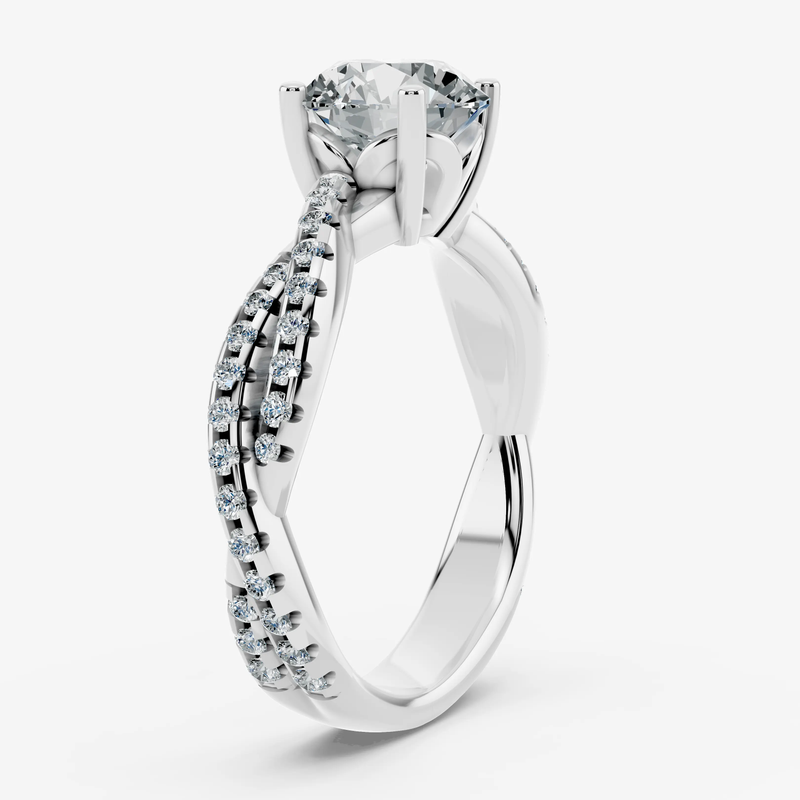 "Payton" Round Cut 3 Carat Twisted Diamond Shoulder Rose Gold Engagement Ring DSRB27 HEERA DIAMONDS