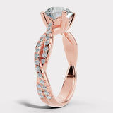 "Payton" Round Cut 3 Carat Twisted Diamond Shoulder Rose Gold Engagement Ring DSRB27 HEERA DIAMONDS