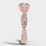 "Payton" Round Cut 3 Carat Twisted Diamond Shoulder Rose Gold Engagement Ring DSRB27 HEERA DIAMONDS