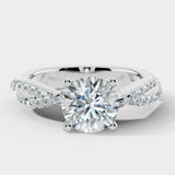 "Payton" Round Cut 3 Carat Twisted Diamond Shoulder Rose Gold Engagement Ring DSRB27 HEERA DIAMONDS