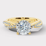 "Payton" Round Cut 3 Carat Twisted Diamond Shoulder Rose Gold Engagement Ring DSRB27 HEERA DIAMONDS