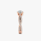 "Payton" Round Cut 3 Carat Twisted Diamond Shoulder Rose Gold Engagement Ring DSRB27
