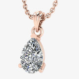 Pear Cut Solitaire Diamond Pendant With 18 Inches Chain PPS3B