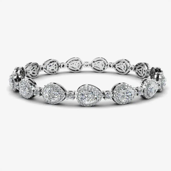 Pear Shape Halo 9 Carat Diamond Bracelet BRHAPS HEERA DIAMONDS