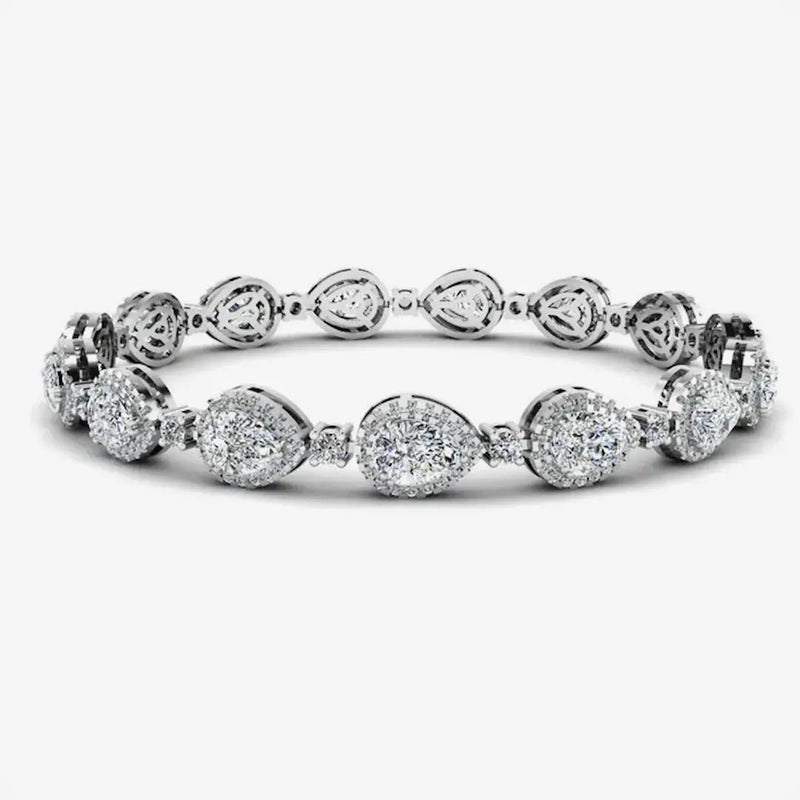 Pear Shape Halo 9 Carat Diamond Bracelet BRHAPS HEERA DIAMONDS