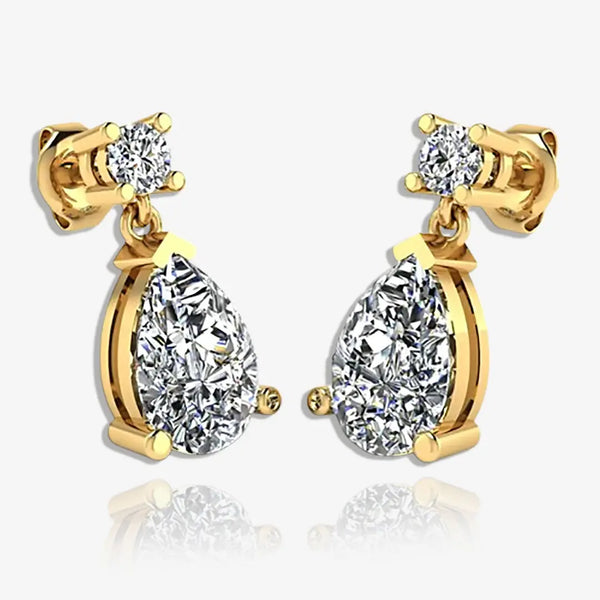 Pear Shape Natural Diamond Drop Earrings EDPSD HEERA GOLD