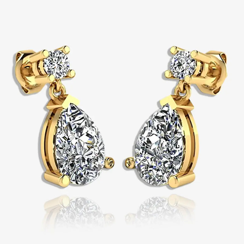 Pear Shape Natural Diamond Drop Earrings EDPSD HEERA GOLD