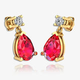 Pear Shape Ruby Lab Grown Diamond Drop Earrings EDPSR HEERA GOLD