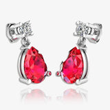 Pear Shape Ruby Natural Diamond Drop Earrings EDPSR HEERA GOLD
