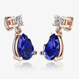 Pear Shape Sapphire Natural Diamond Drop Earrings EDPSS HEERA GOLD