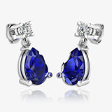 Pear Shape Sapphire Natural Diamond Drop Earrings EDPSS HEERA GOLD