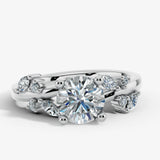 "Penelope" Rose Floral Under Halo Hidden 1.25 Carat Round Brilliant Cut Diamond Yellow Gold Engagement Ring Render- Front View