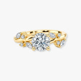 "Penelope" Rose Floral Under Halo Hidden 1.25 Carat Round Brilliant Cut Diamond Yellow Gold Engagement Ring