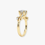 "Penelope" Rose Floral Under Halo Hidden 1.25 Carat Round Brilliant Cut Diamond Yellow Gold Engagement Ring
