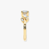 "Penelope" Rose Floral Under Halo Hidden 1.25 Carat Round Brilliant Cut Diamond Yellow Gold Engagement Ring