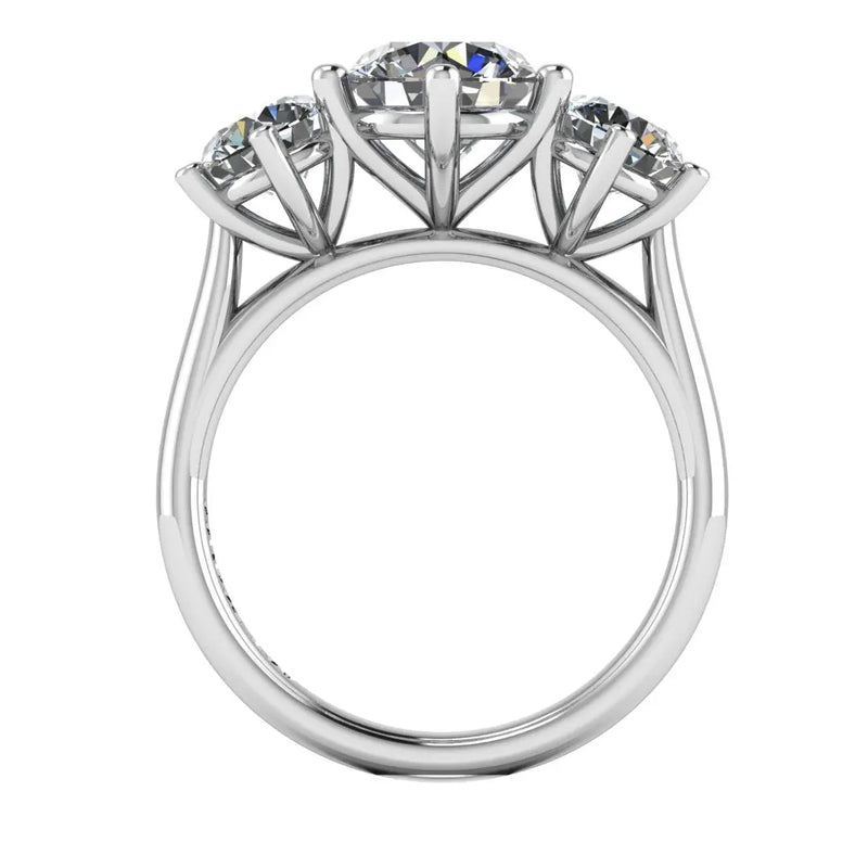 "Piper" Three Stone Round Brilliant Cut Diamond Trilogy Engagement Ring 3SRB52 - HEERA DIAMONDS