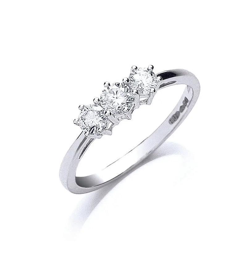 Platinum 0.50ct G/H-VS Brilliant Cut Diamond Trilogy Ring Hanron Jewellery