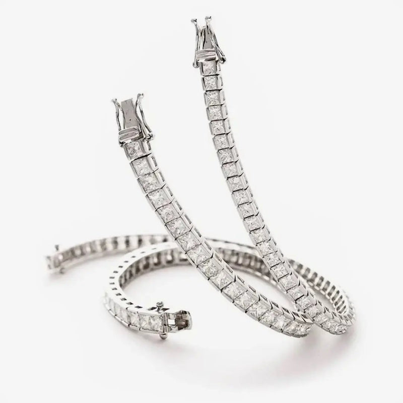Princess Cut Diamond Line Tennis Bracelet in Semi Bezel Setting. HEERA