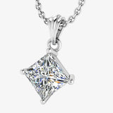 Princess Cut Solitaire Diamond Pendant With 18 Inch Chain PPC4B
