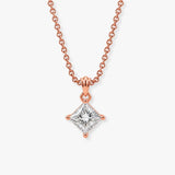 Princess Cut Solitaire Diamond Pendant With 18 Inch Chain PPC4B