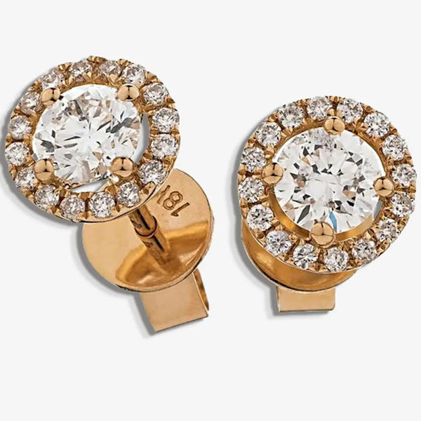 ROSE GOLD HALO DIAMOND EARRINGS HEERA DIAMONDS