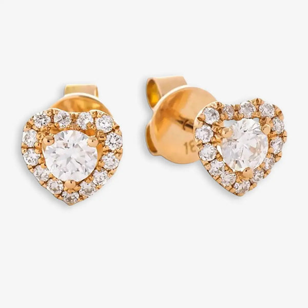 ROSE GOLD HEART SHAPE HALO DIAMOND EARRING HEERA DIAMONDS
