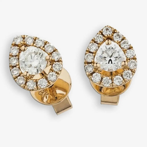 ROSE GOLD OVAL SHAPE HALO DIAMOND EARRING HEERA DIAMONDS