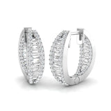 ROUND AND BAGUETTE CUT DIAMOND HOOP EARRINGS
