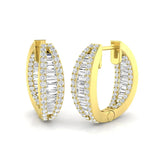 ROUND AND BAGUETTE CUT DIAMOND HOOP EARRINGS
