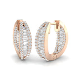 ROUND AND BAGUETTE CUT DIAMOND HOOP EARRINGS