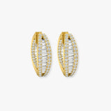 ROUND AND BAGUETTE CUT DIAMOND HOOP EARRINGS