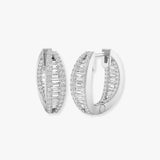 ROUND AND BAGUETTE CUT DIAMOND HOOP EARRINGS