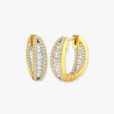 ROUND AND BAGUETTE CUT DIAMOND HOOP EARRINGS