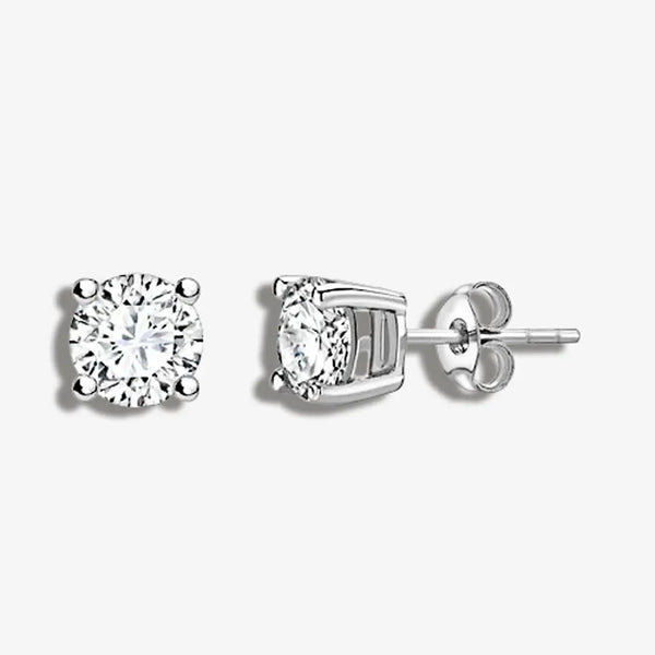 ROUND BRILLIANT DIAMOND SOLITAIRE BASKET SETTING STUD EARRINGS HEERA