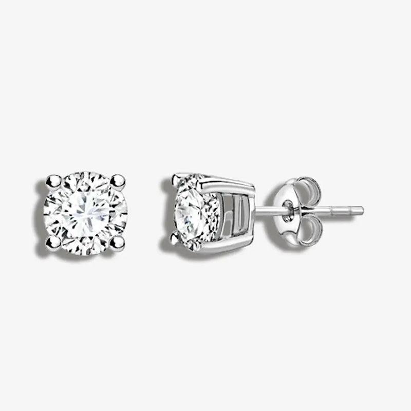 ROUND BRILLIANT DIAMOND SOLITAIRE BASKET SETTING STUD EARRINGS HEERA