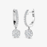 ROUND CUT 0.9 CARAT DIAMOND CLUSTER HOOP DROP & TRILOGY EARRINGS