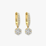 ROUND CUT 0.9 CARAT DIAMOND CLUSTER HOOP DROP & TRILOGY EARRINGS