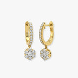 ROUND CUT 0.9 CARAT DIAMOND CLUSTER HOOP DROP & TRILOGY EARRINGS