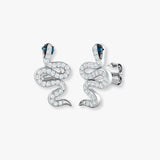 ROUND CUT & BLUE DIAMOND 0.18 CARAT DIAMOND FANCY EARRINGS
