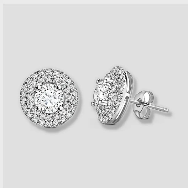 ROUND DIAMOND DOUBLE HALO STUD EARRINGS HEERA DIAMONDS