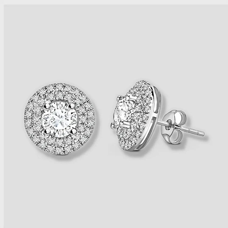 ROUND DIAMOND DOUBLE HALO STUD EARRINGS HEERA DIAMONDS