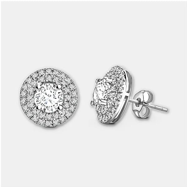ROUND DIAMOND DOUBLE HALO STUD EARRINGS HEERA DIAMONDS