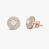 ROUND DIAMOND DOUBLE HALO STUD EARRINGS