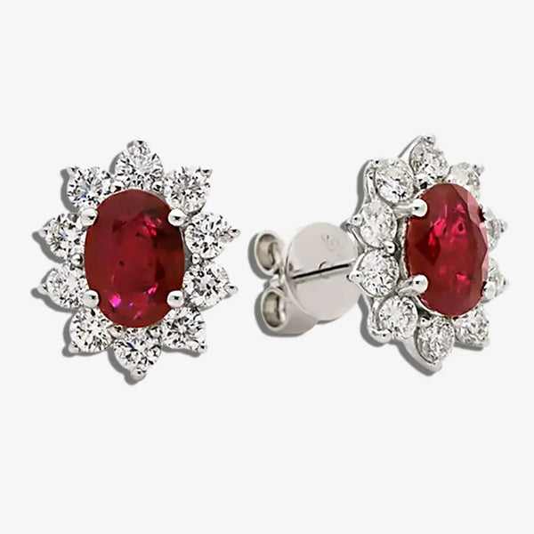 RUBY AND DIAMOND CLUSTER STUD EARRINGS HEERA