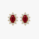 RUBY AND DIAMOND CLUSTER STUD EARRINGS