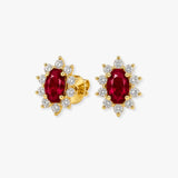 RUBY AND DIAMOND CLUSTER STUD EARRINGS