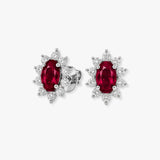 RUBY AND DIAMOND CLUSTER STUD EARRINGS