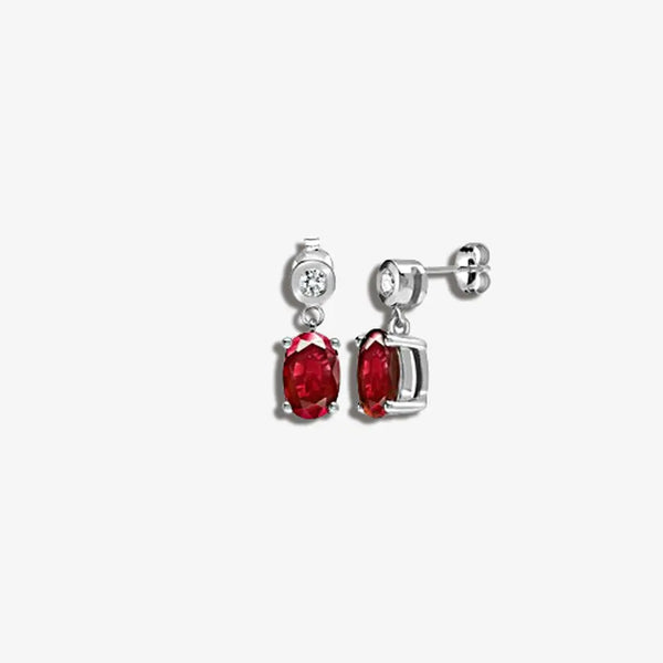 RUBY DROP EARRINGS IN 18K WHITE GOLD HEERA DIAMONDS