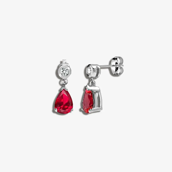 RUBY DROP EARRINGS IN 9K WHITE GOLD HEERA DIAMONDS