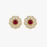 RUBY FLOWER  HALO STUD EARRINGS
